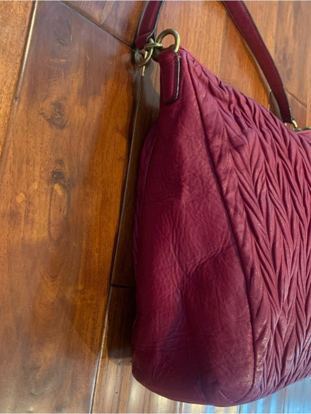 COACH Madison Gathered Convertible Hobo Bag Raspberry AUTHENTIC - Picture 11 of 16